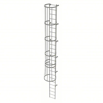 Tri-Arc 25-Step Fixed Ladder, 24 ft, with safety cage