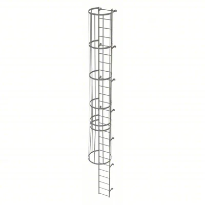 Tri-Arc 26-Step Fixed Ladder, 25 ft, with safety cage