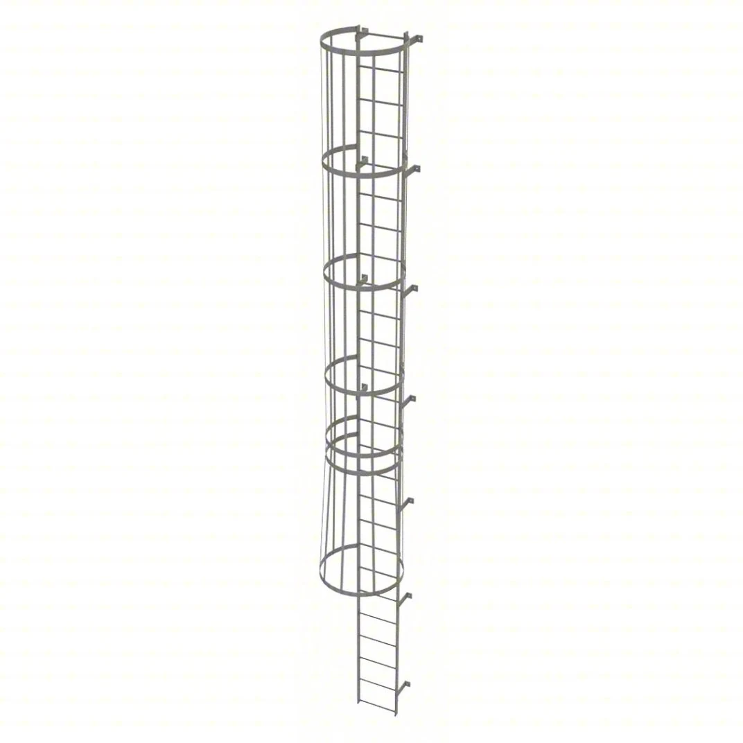 Tri-Arc 26-Step Fixed Ladder, 25 ft, with safety cage