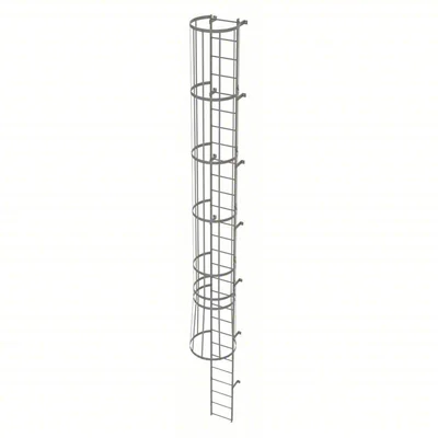 Tri-Arc 28-Step Fixed Ladder, 27 ft, with safety cage