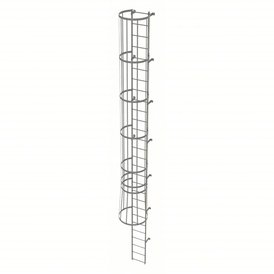 Tri-Arc 28-Step Fixed Ladder, 27 ft, with safety cage