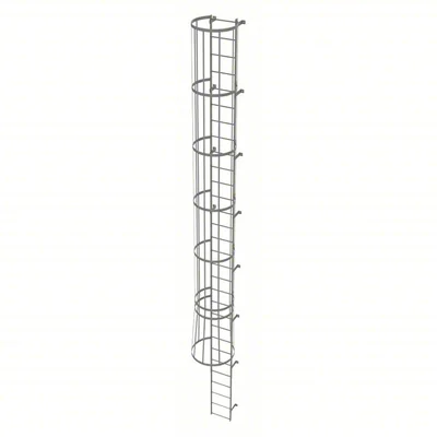 Tri-Arc 30-Step Fixed Ladder, 29 ft, with safety cage