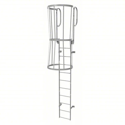 Tri-Arc 11-Step Fixed Ladder, 14 ft, with safety cage