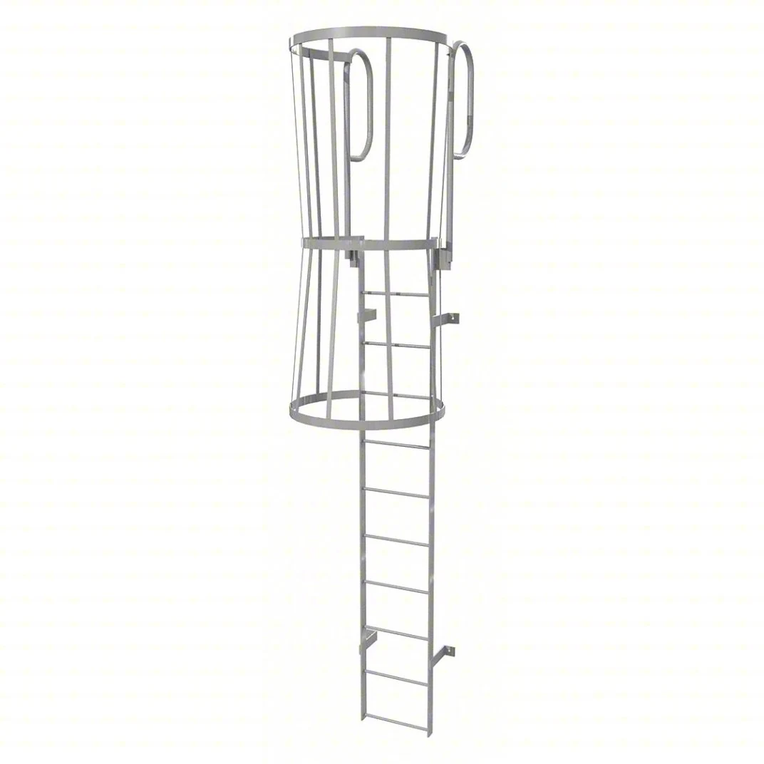 Tri-Arc 11-Step Fixed Ladder, 14 ft, with safety cage
