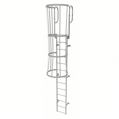 Tri-Arc 13-Step Fixed Ladder, 16 ft, with safety cage