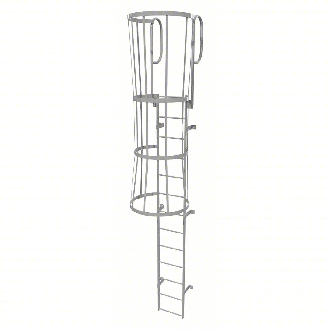 Tri-Arc 13-Step Fixed Ladder, 16 ft, with safety cage