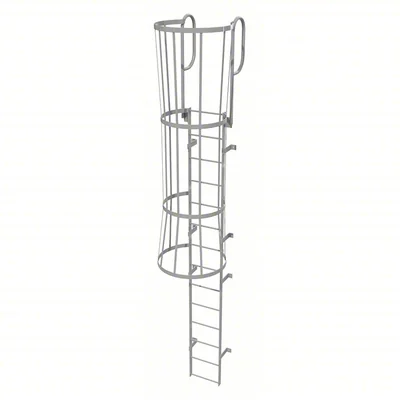 Tri-Arc 14-Step Fixed Ladder, 17 ft, with safety cage