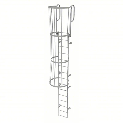 Tri-Arc 15-Step Fixed Ladder, 18 ft, with safety cage