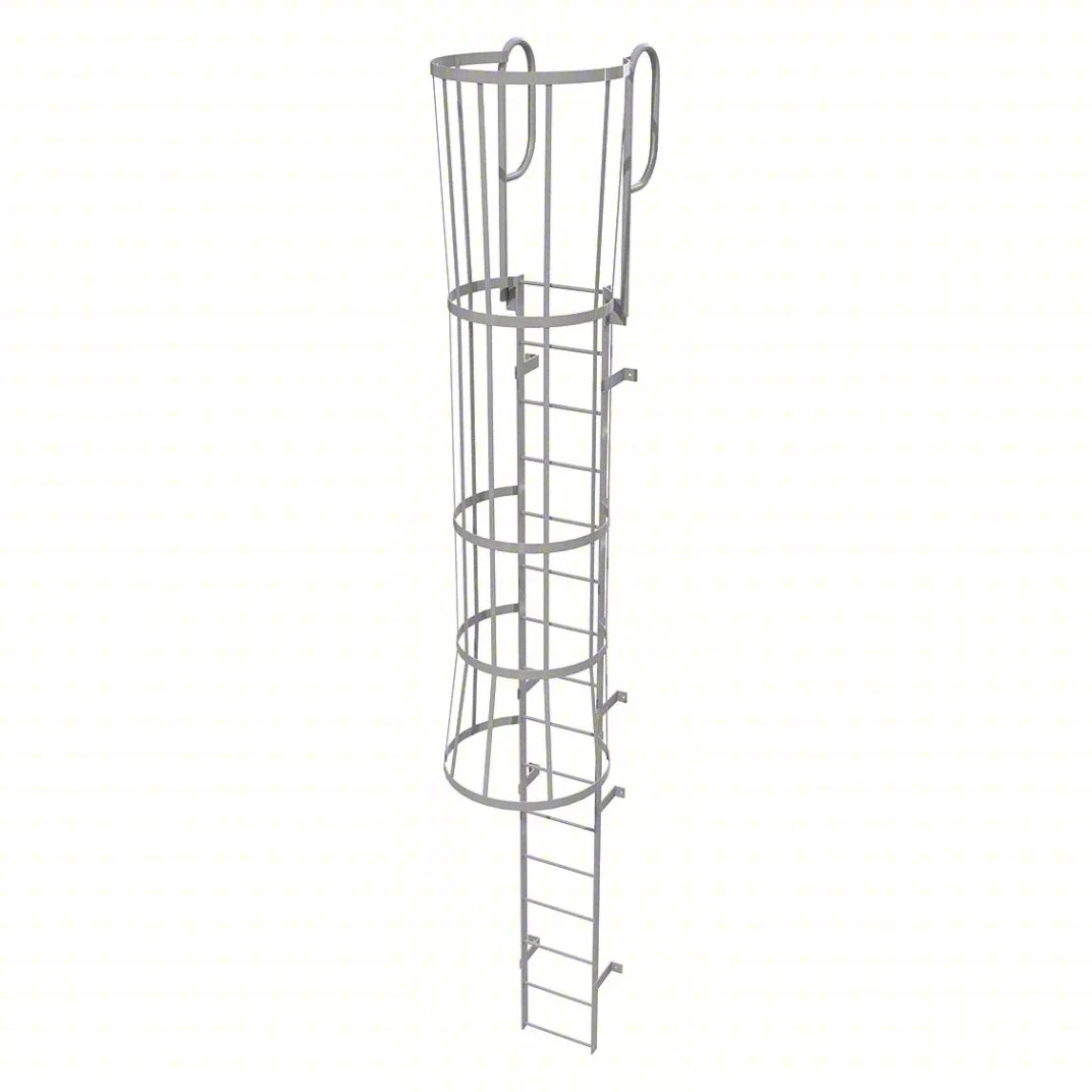 Tri-Arc 16-Step Fixed Ladder, 19 ft, with safety cage