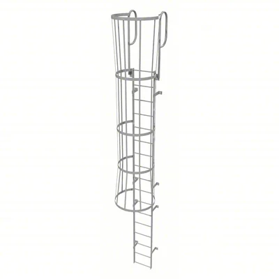 Tri-Arc 17-Step Fixed Ladder, 20 ft, with safety cage