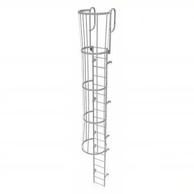 Tri-Arc 19-Step Fixed Ladder, 22 ft, with safety cage