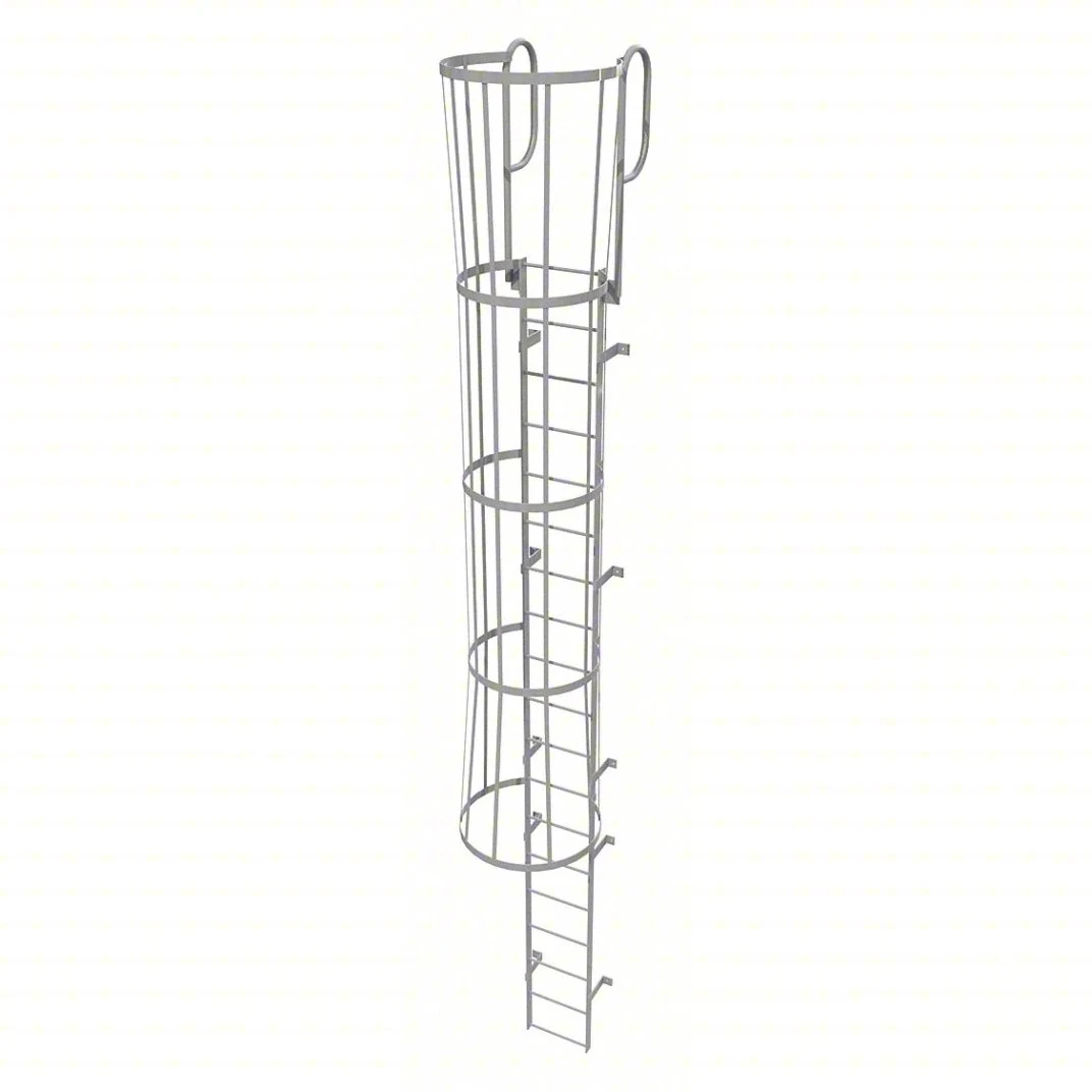 Tri-Arc 19-Step Fixed Ladder, 22 ft, with safety cage