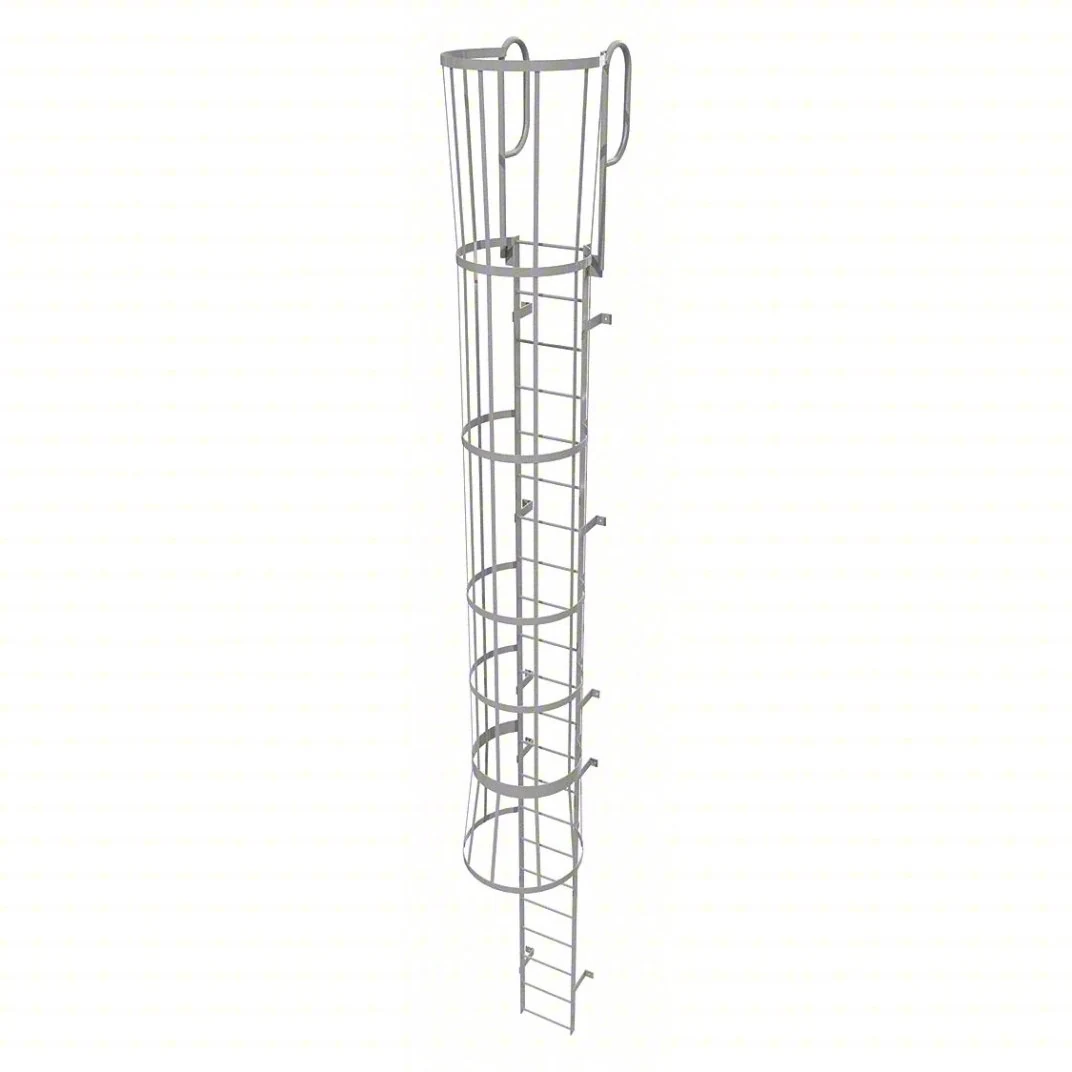 Tri-Arc 22-Step Fixed Ladder, 25 ft, with safety cage