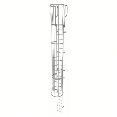 Tri-Arc 24-Step Fixed Ladder, 27 ft, with safety cage