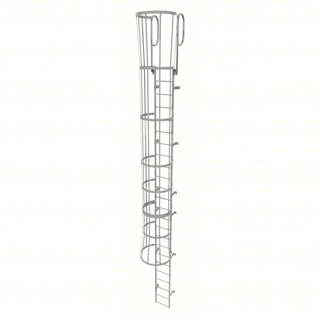 Tri-Arc 24-Step Fixed Ladder, 27 ft, with safety cage