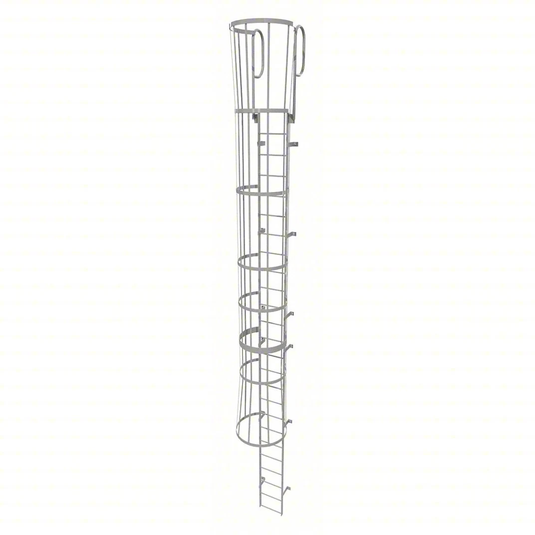 Tri-Arc 25-Step Fixed Ladder, 28 ft, with safety cage