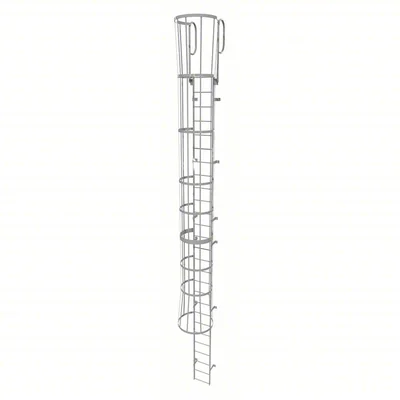 Tri-Arc 27-Step Fixed Ladder, 30 ft, with safety cage
