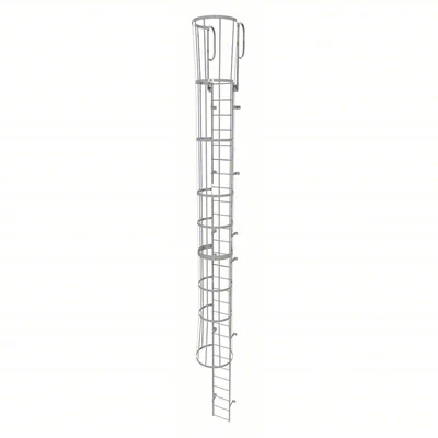 Tri-Arc 28-Step Fixed Ladder, 31 ft, with safety cage