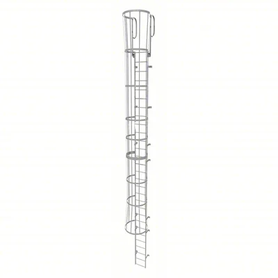 Tri-Arc 29-Step Fixed Ladder, 32 ft, with safety cage