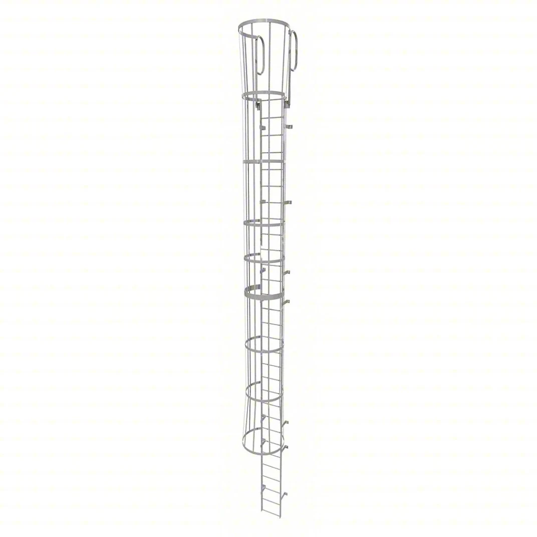 Tri-Arc 30-Step Fixed Ladder, 33 ft, with safety cage