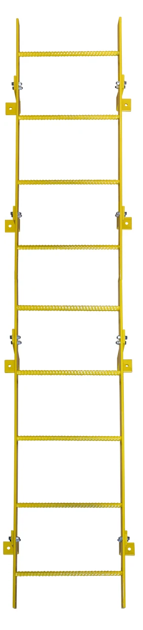 Tri-Arc 9-Step Fixed Ladder, 8 ft, 350 lb capacity, yellow