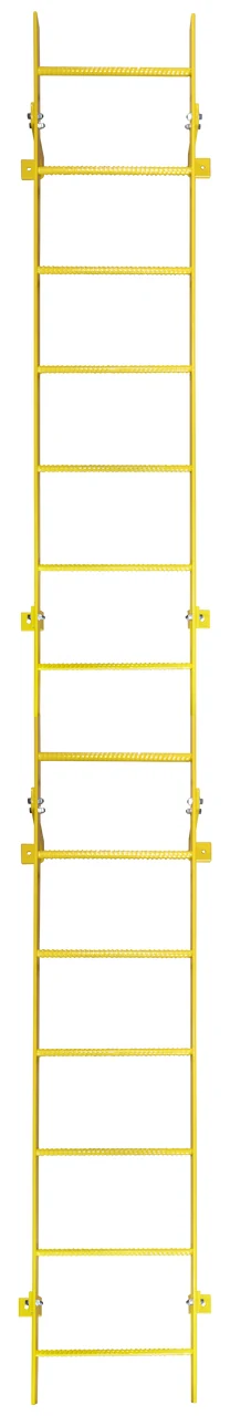 Tri-Arc 14-Step Fixed Ladder, 13 ft, 350 lb capacity, yellow
