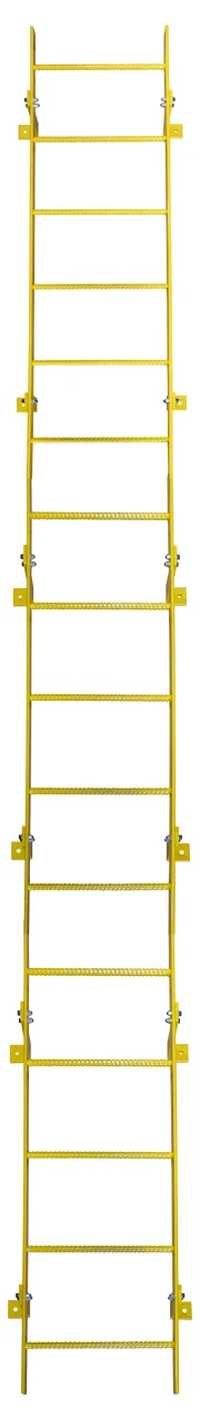 Tri-Arc 16-Step Fixed Ladder, 15 ft, 350 lb capacity, yellow