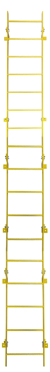 Tri-Arc 17-Step Fixed Ladder, 16 ft, 350 lb capacity, yellow