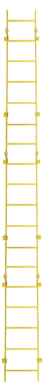 Tri-Arc 18-Step Fixed Ladder, 17 ft, 350 lb capacity, yellow