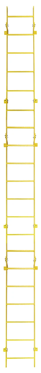 Tri-Arc 20-Step Fixed Ladder, 19 ft, 350 lb capacity, yellow