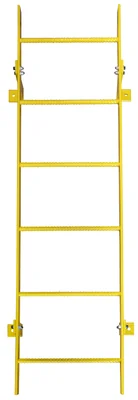 Tri-Arc 6-Step Fixed Ladder, walk-through, 350 lb capacity, yellow — view 3