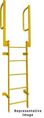 Tri-Arc 13-Step Fixed Ladder, walk-through, 350 lb capacity, yellow