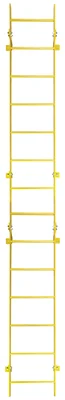 Tri-Arc 14-Step Fixed Ladder, walk-through, 350 lb capacity, yellow — view 3