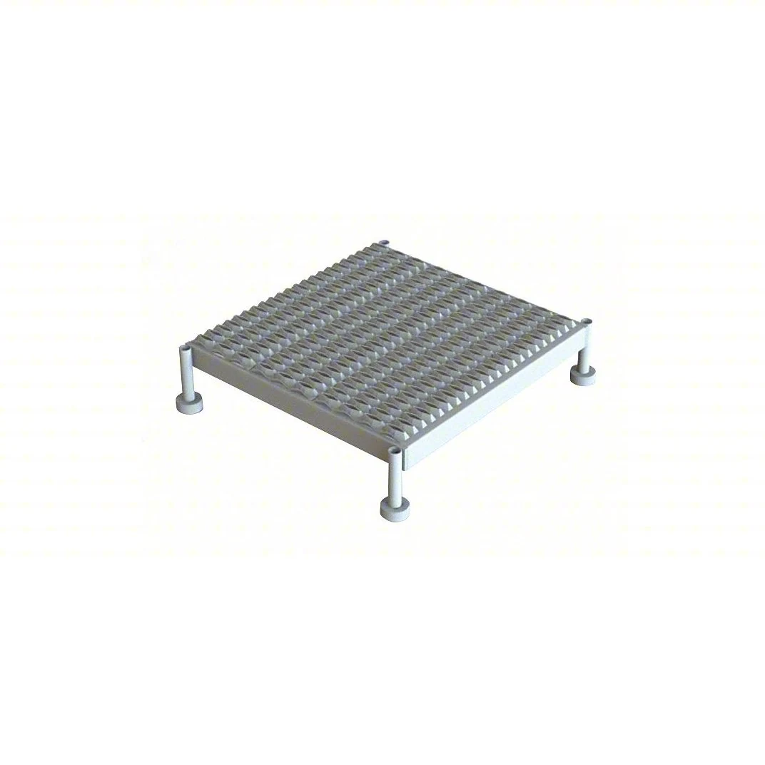 Tri-Arc Welded 1-Step Work Platform, 5–8" adjustable height, 24" deep platform, 24" base, 24" wide steps, 800 lb capacity, serrated tread