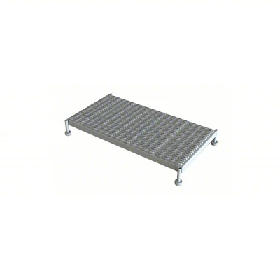 Tri-Arc Welded 1-Step Work Platform, 9–14" adjustable height, 48" deep platform, 48" base, 24" wide steps, 800 lb capacity, serrated tread