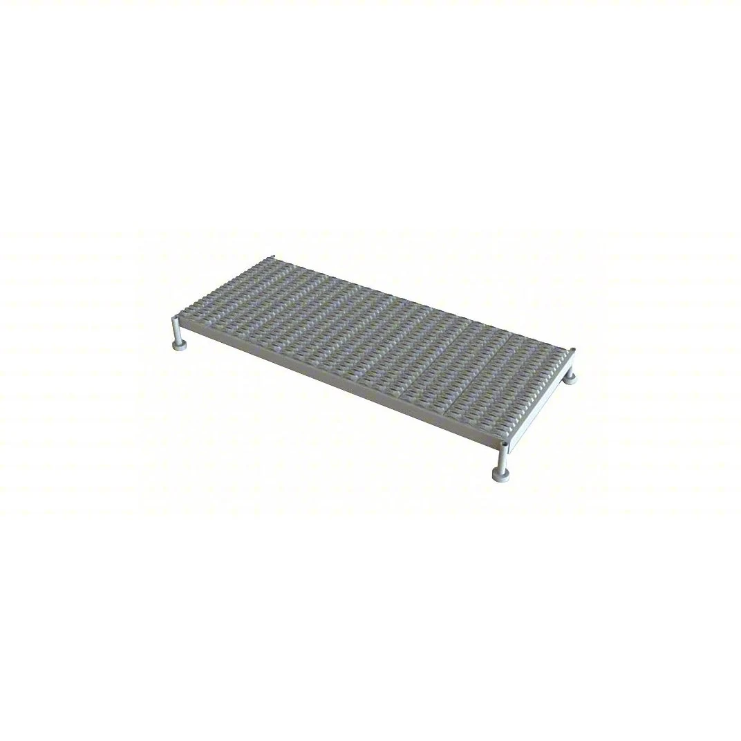 Tri-Arc Welded 1-Step Work Platform, 9–14" adjustable height, 59" deep platform, 59" base, 24" wide steps, 800 lb capacity, serrated tread