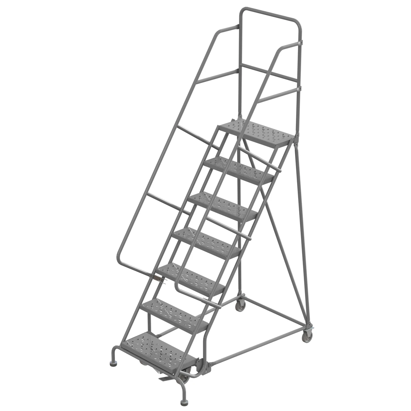 Tri-Arc Welded 7-Step Rolling Ladder, 35" base, 24" wide steps, 450 lb capacity