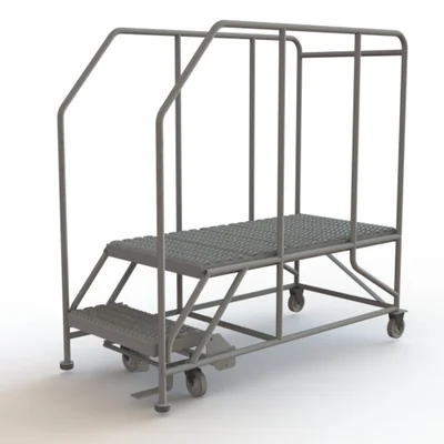 Tri-Arc Welded 2-Step Work Platform, 58" base, 44" wide steps, abrasive mat tread