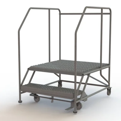 Tri-Arc Welded 2-Step Work Platform, 46" base, 63" wide steps, perforated tread