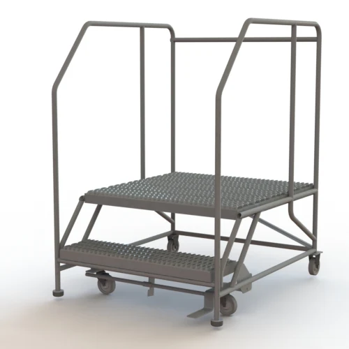 Tri-Arc 2-Step Rolling Ladder, 46" base, 35" top step, 36" wide platform, serrated tread