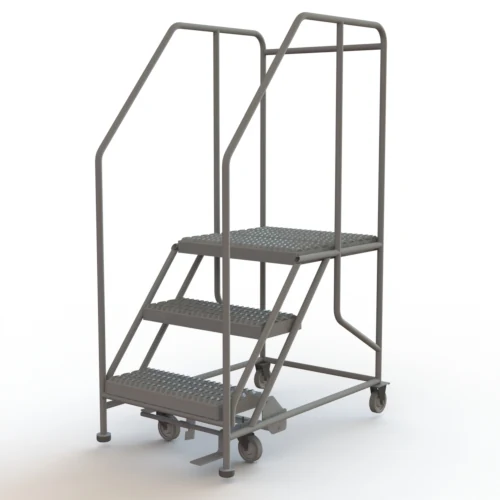 Tri-Arc Welded 3-Step Work Platform, 43" base, 42" wide steps, ribbed tread