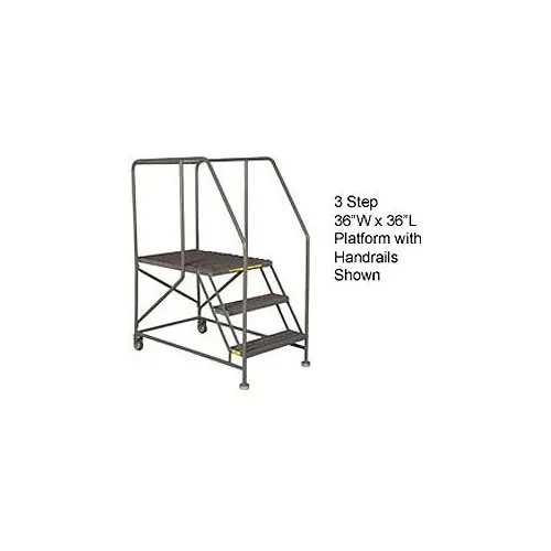 Tri-Arc Welded 3-Step Work Platform, 54" base, 63" wide steps, perforated tread