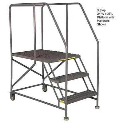 Tri-Arc Welded 5-Step Work Platform, 71" base, 43" wide steps, perforated tread