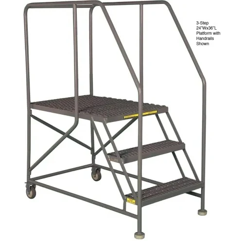 Tri-Arc Welded 5-Step Work Platform, 71" base, 63" wide steps, perforated tread
