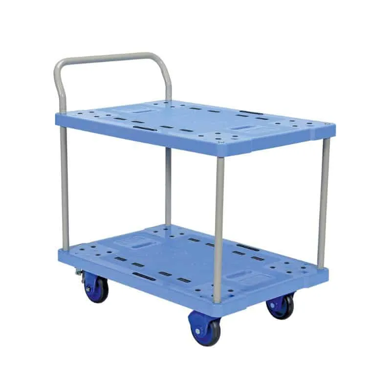 Vestil TRP-2334-2 Plastic Truck Double Deck with Floor Brake