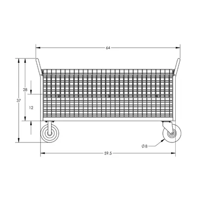 Valley Craft Gray 4-Sided Cage Cart 60x30x37 1,600 lbs. BP
