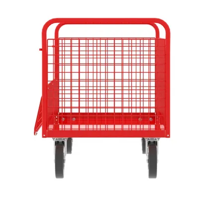 Valley Craft Red 4-Sided Cage Cart 60x30x37 1,600 lbs. Short Side View