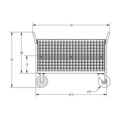 Valley Craft Red 4-Sided Cage Cart 48x24x37 1,600 lbs. BP