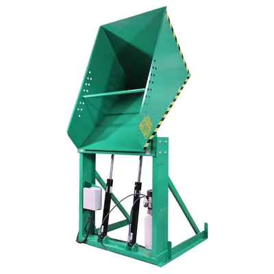Valley Craft Green Box Dumper, 6,000 lb., 72 Dump Height, 51 x 48 Chute Front Side Angle