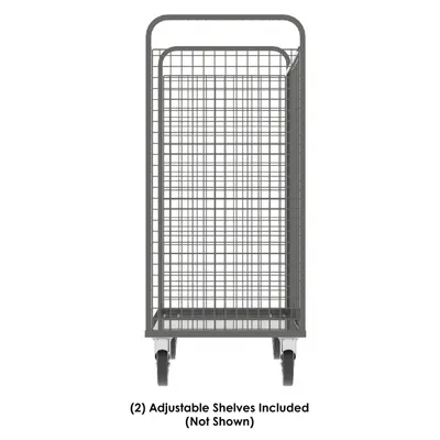 Valley Craft Gray Cage Cart (2) Adjustable Shelf 57x30x68 1,600 lbs. Short Corner View